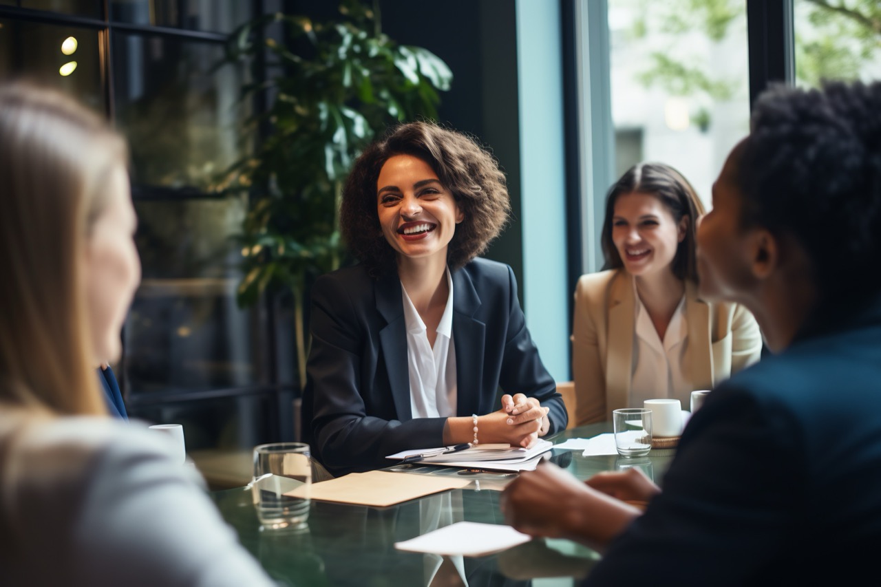 Sales team collaborating with AI-powered CRM tools